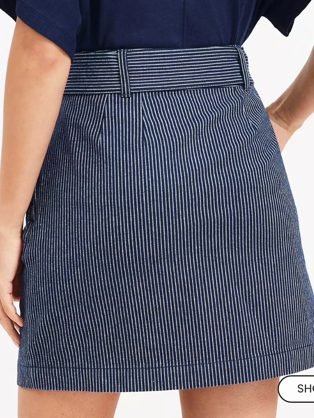 LOFT Textured Stripe Belted Mini Pocket Skirt Size 2